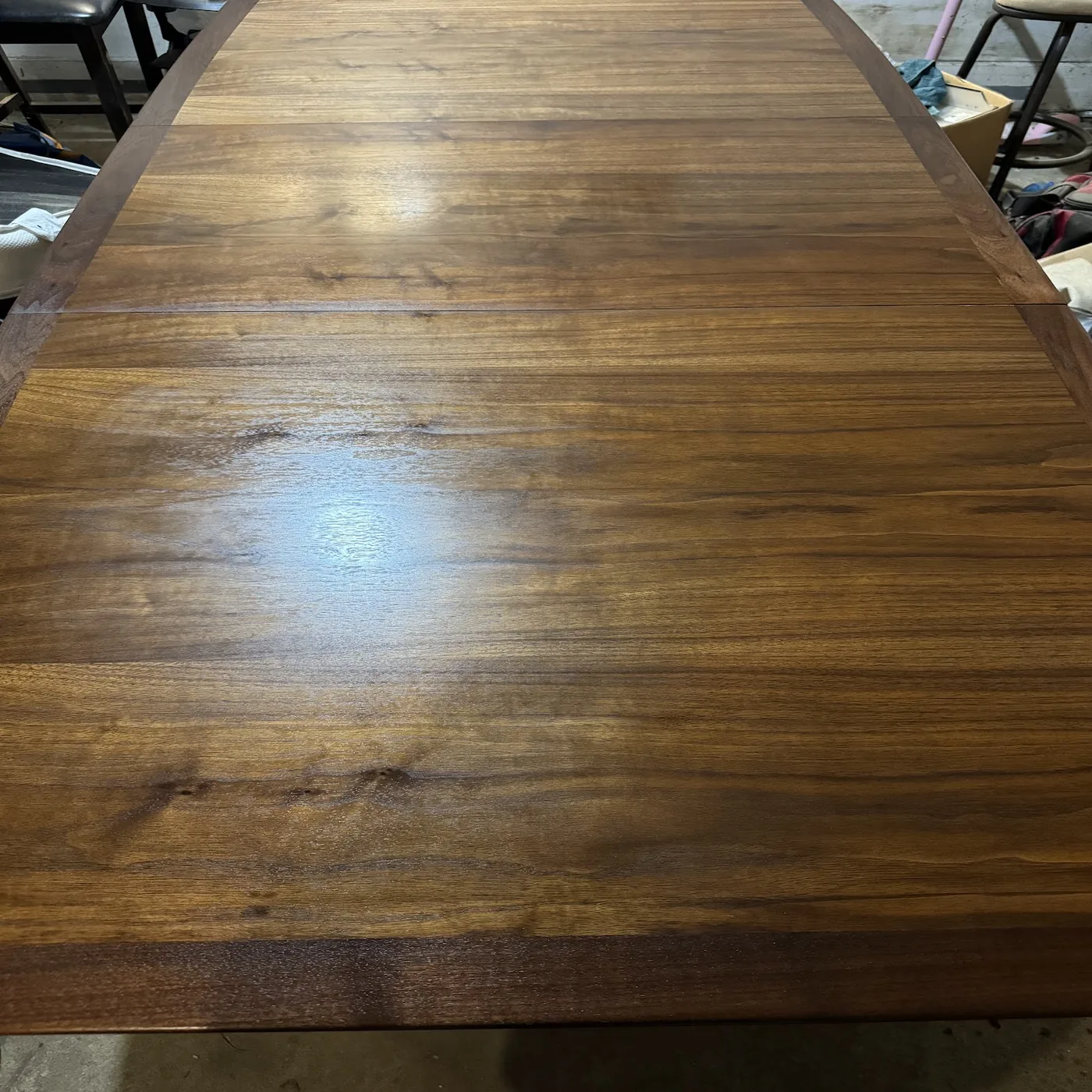 After photo showing the cured protective polyurethane top coat over the refinished wood grain