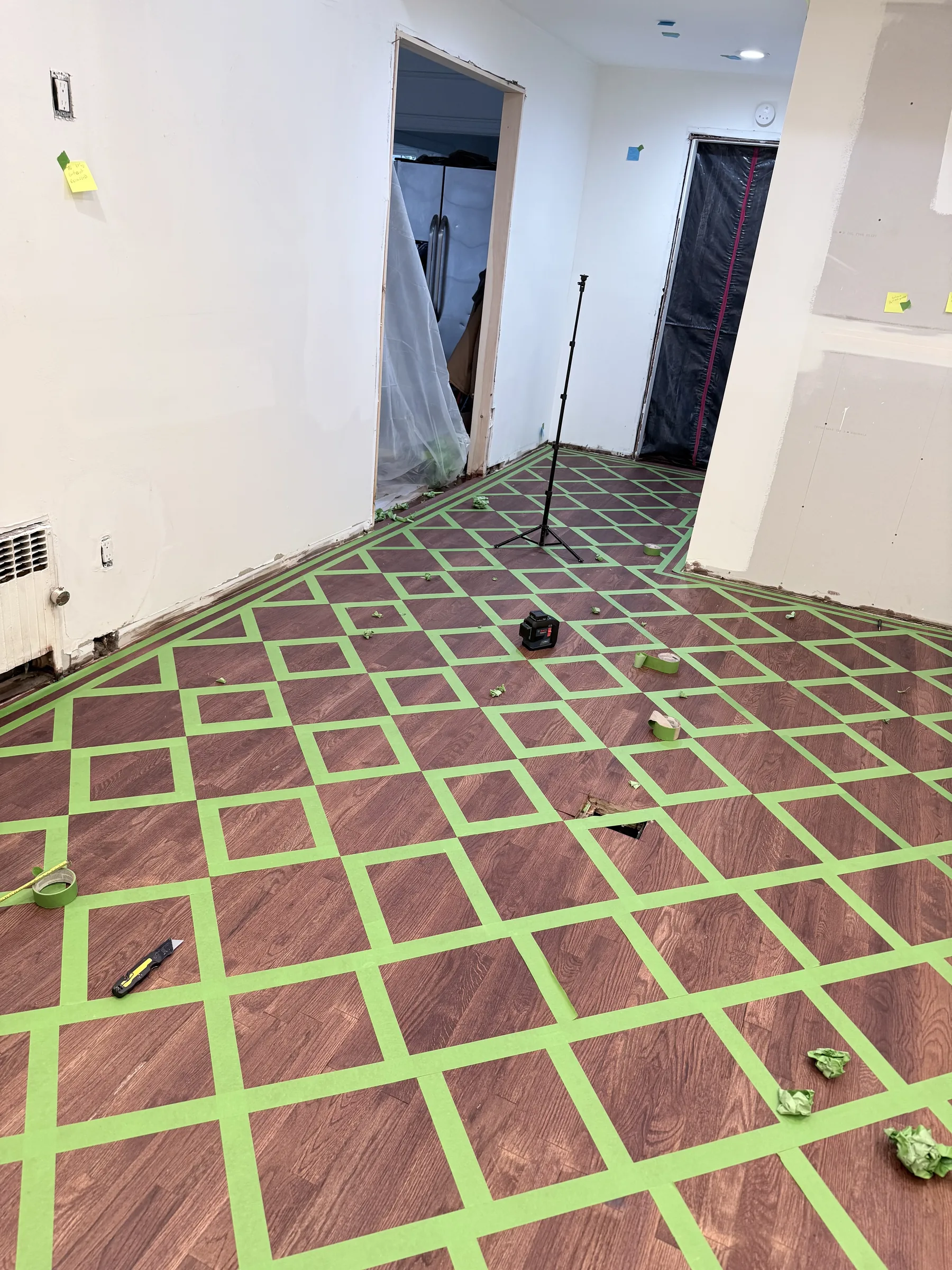 Refined and tightened tape grid ready for painting