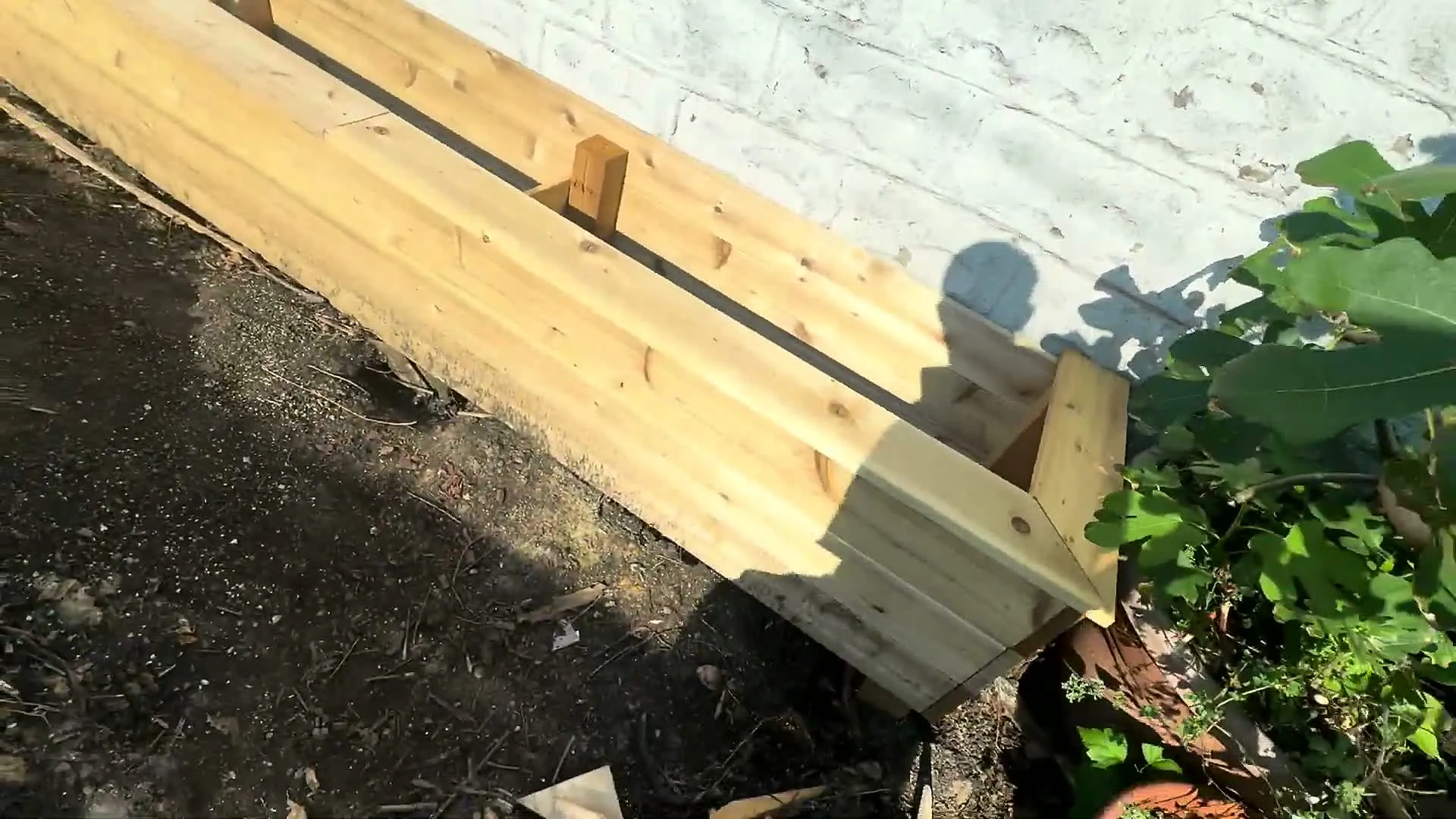 Final corner detail of the custom wooden planter