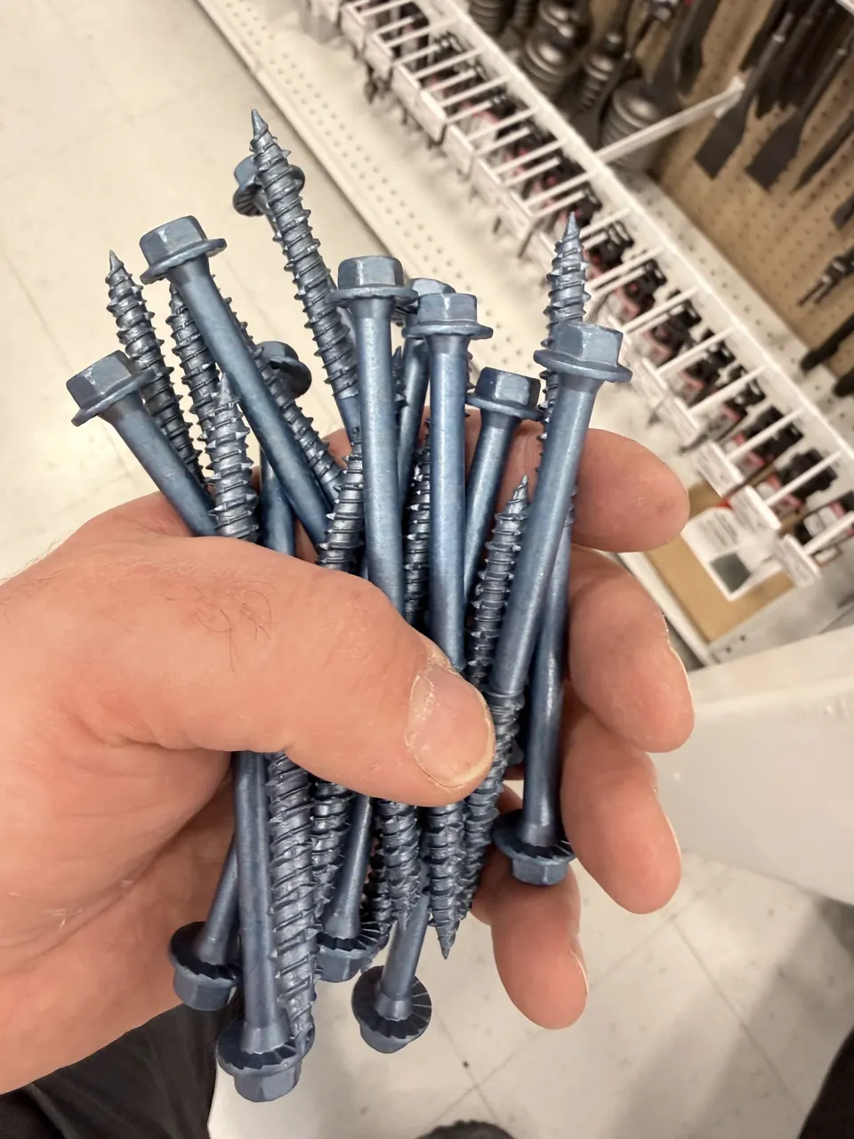 Galvanized concrete anchor bolts used to secure the gazebo posts