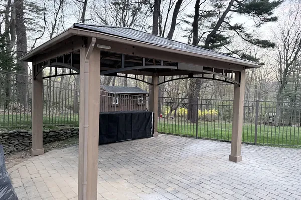Gazebo & Outdoor Kitchen Installation on Concrete Footings in Lattingtown, Long Island